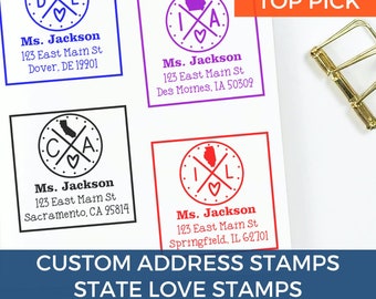 Customized State Love Return Address Stamp - Return Stamper