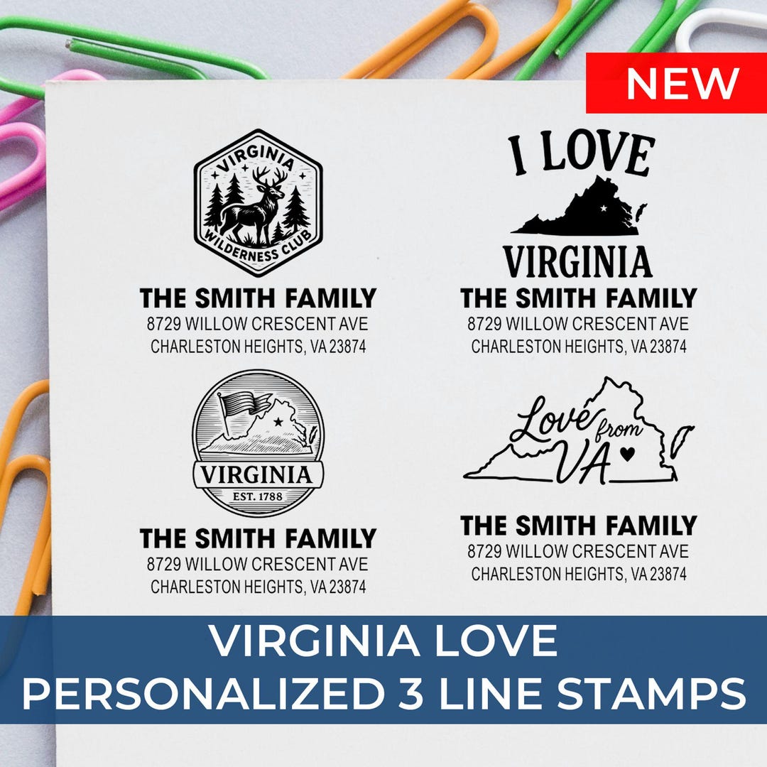 Va Address Patterns Custom Virginia Address Stamp, Personalized Return Address Stamp VA ...