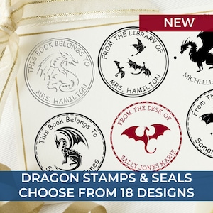 Custom Dragon Stamp, Fourth Wing, Dragon Book Embosser, Top Seller From The Library Of Stamps, Personalized Gift for Dungeon and Dragons