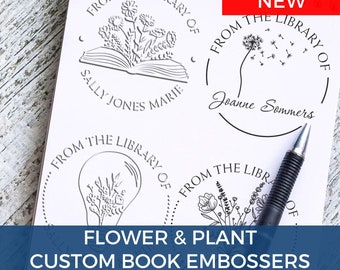 Personalized Book Stamps- Library Stamp- Daisy Flower Stamps