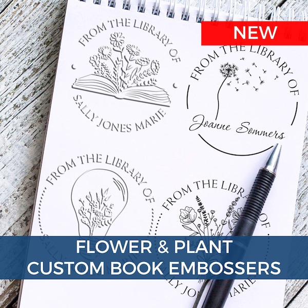 Personalized Book Stamp, Library Stamp,  Daisy Flower Stamps, From the Library of Stamps, Book Lover, Self Inking Stamp, Bookplate Stamp