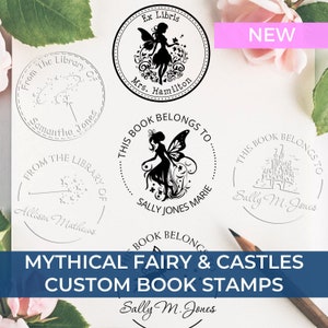 Custom book stamps featuring enchanting fairy designs, perfect for adding a touch of Fairy Dreams to your collection. Ideal Fairy Gifts for book lovers, enhancing Book Decoration with whimsical Fairy Decor elements.