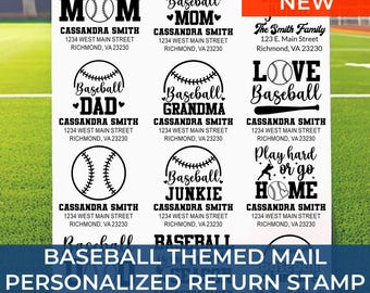Personalized Baseball Address Eco-Friendly Stamp – Custom Return Address, Sports Fan Gift, Housewarming, Coach Gift, Self-Inking Stamp