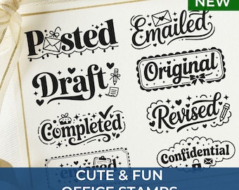 Cute Office Stamps for Desk Decor | Fun Revised Stamp & Approved Stamp for Paperwork | Unique Stationery Gift