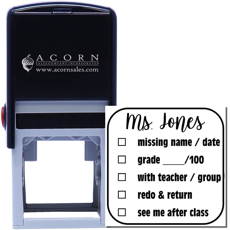 Classroom stamp featuring customizable feedback options, ideal for teacher gifts and educational tools. Enhance classroom efficiency with this practical and thoughtful accessory for educators.