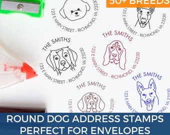 Personalized Handmade Dog Address Stamp | Round Stamp