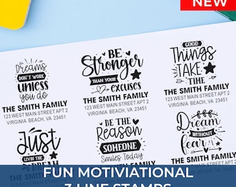 Uplifting Message Stamp, 3 Line Custom Stamp, Personalized Self Inking Rubber Stamp, Motivational Teacher Office Business Stamp