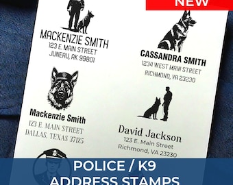 Police K9 Custom Address Stamp, Custom-Made Address Stamp, Cop Address Stamp, Thin Blue Line Gift, Gift for Policeman
