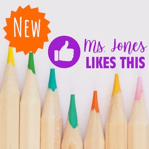 Custom Made Facebook Like Stamp | Customized Thumbs Up Teaching Stampers for Teachers | Name Likes This Teacher Appreciation Present Idea