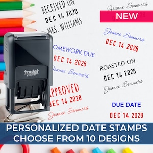 Heavy Duty Date Stamp with PAID Self Inking Stamp - BLUE Ink - Date Stamp  with Phrase