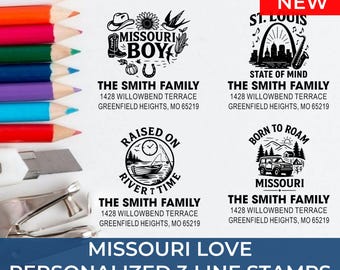 Custom Missouri Address Stamp Housewarming Gift: 25+ Design Styles