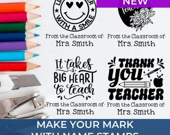Custom Teacher Signature Personalized Gift Stamp – Personalized Self Inking Stamp for Books, Papers & Homework, End Of Year Gift