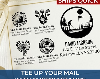 Personalized Golf Address Made to Order Stamp with Golf Ball & Tee Design – Perfect Gift for Golfers, Coaches, and Golf Enthusiasts