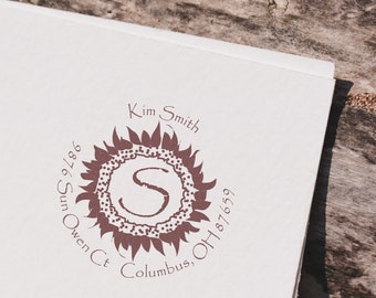 Custom Sunflower Return Address Stamp | Personalized Self-Inking Gift For Florists & Summer Flower Lovers