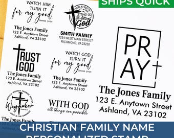 Custom Christian Address Unique Stamp – Cross Design, Personalized Return Address, Religious Gift for Family, Church, or Friends