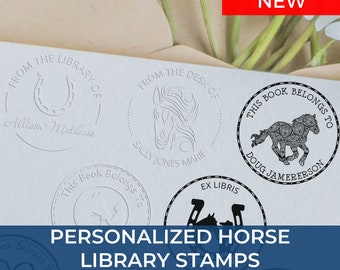 Western Style Horse Round Book Stamp - Personalized Stamper