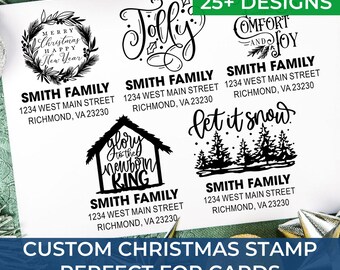 Merry Christmas Return Made to Order Address Stamp – Personalized Custom Self-Inking Stamp for Holiday Cards, Christmas Cards, Gift Tags
