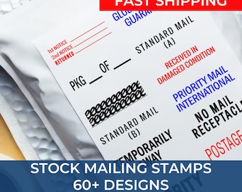 Stamps for Packaging, Shipping Stamps, Vacant, First Class, Fyi, Media Mail, First Class Mailing, Insured, Unclaimed, Postmaster, Air Mail