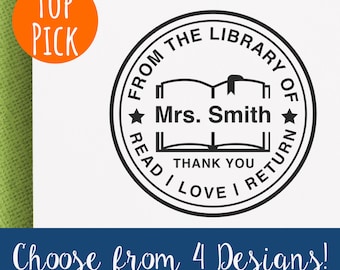 Personalized 'From the Library of' Teacher Book Stamp
