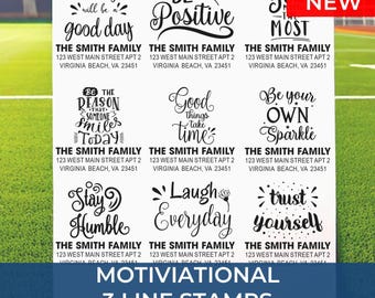 Custom Motivational Rubber Stamp, Personalized 3 Line Custom Stamp, Self Inking or Wood Handle, Office Teacher Planner Stamp, Gift