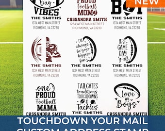 Personalized Football Address Unique Stamp – Custom Return Address, Sports Fan Gift, Housewarming Present, Self-Inking Stamp for Mail