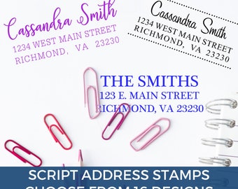 Chic Script Address Stamp - Personalized Stamp Acorn Stamps