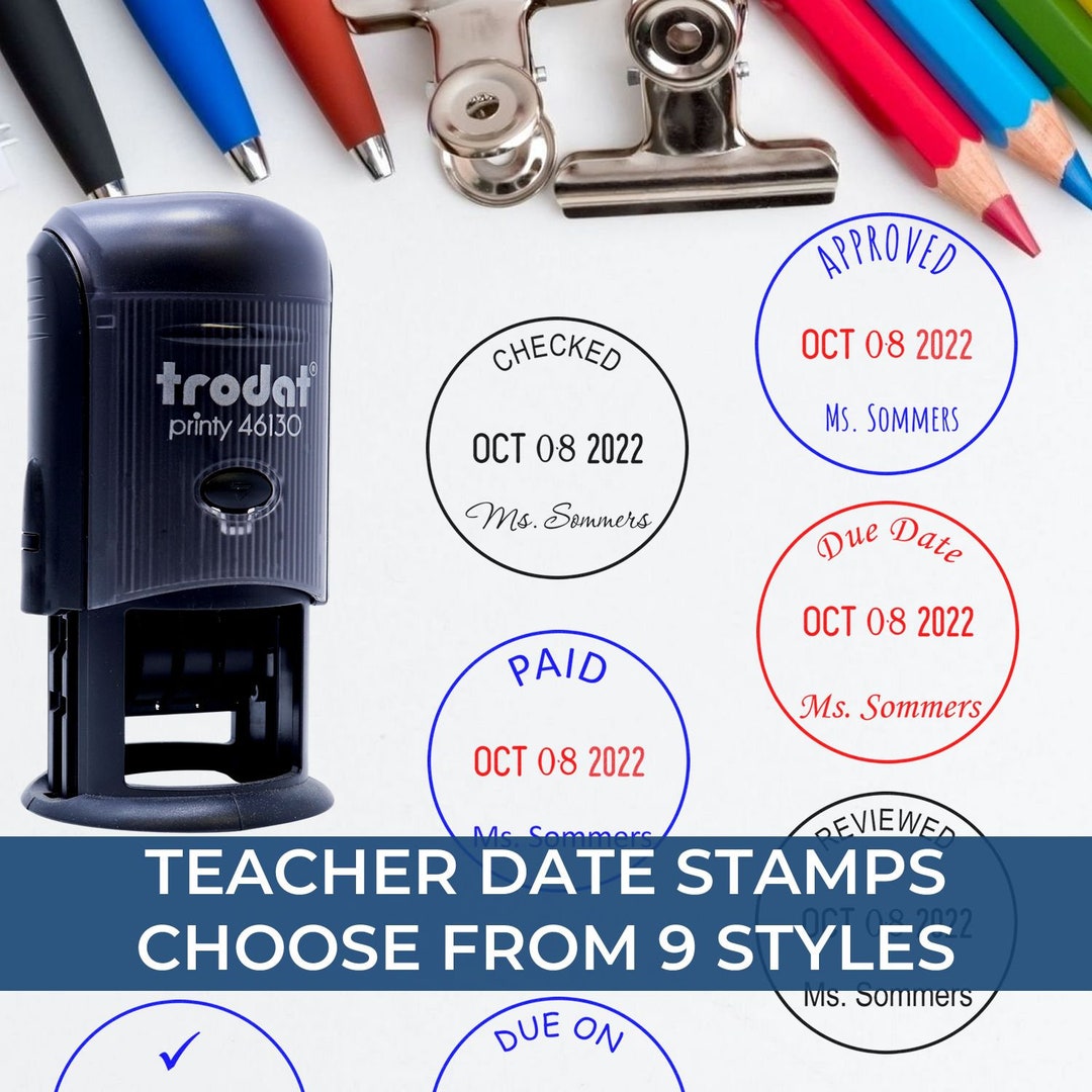 Round Personalized Date Stamp, Teacher Date Stamp, Round Paid Stamp