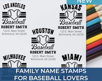 Baseball Mom Address Heirloom Quality Stamp – Personalized Return Address, Custom Sports Stamp, Gift for Baseball Family, Housewarming