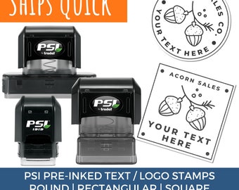 PSI Pre Inked Custom Logo and Text Stamp - Customized Stamp