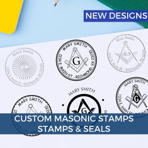Masonic Gifts, Address Stamps, Return Address Stamp Self Inking or Embossing Stamp, All Seeing Eye, Eye of Providence, Embossed Stamp