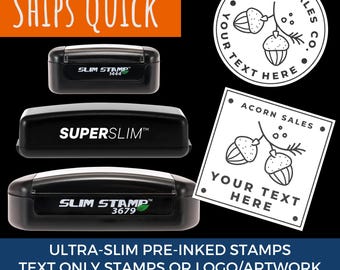 Slim Pre-Inked Custom Logo Stamp - Custom Artwork Stamper