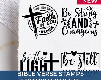 Inspirational Bible Verse Bestseller Stamps for Scrapbooking and Crafting – Christian Faith Rubber Stamps with Cross & Scripture Sentiments
