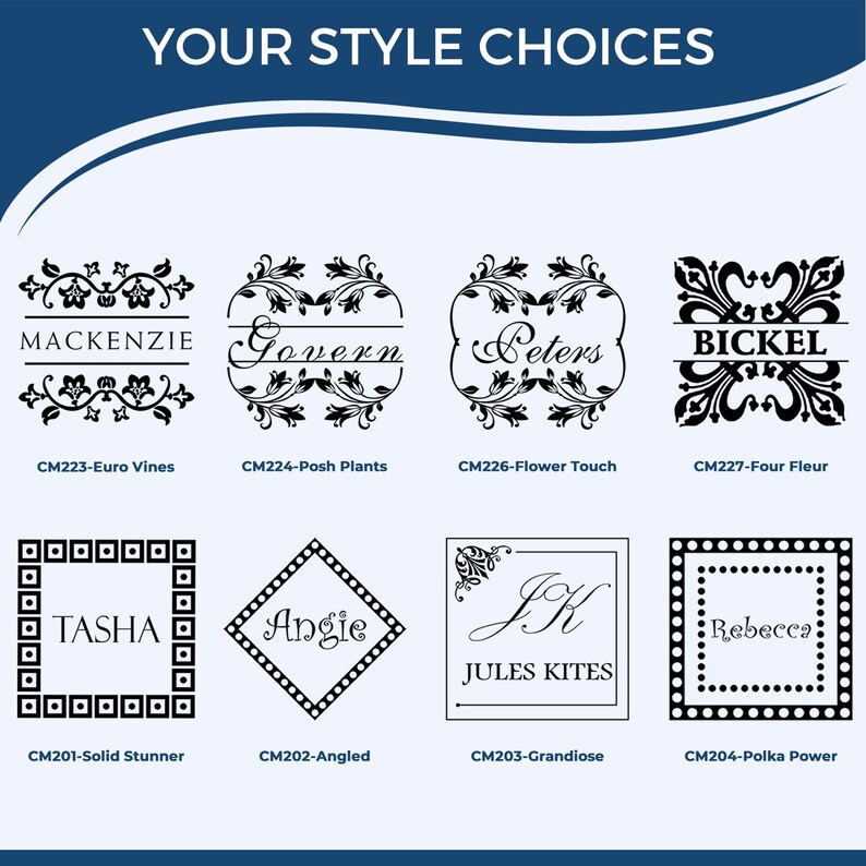 Explore customized name stamp designs perfect for custom gifts and event planning supplies. Personalize your style with these unique customized gifts, ideal for adding a special touch to any occasion.