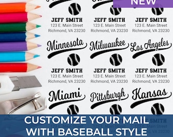 Baseball Dad Address Bestseller Stamp – Custom Return Address, Personalized Sports Gift, Housewarming, Coach Gift, Self-Inking Stamp