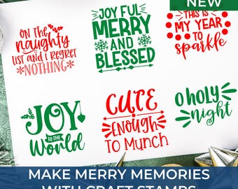 Christmas Craft Stamps Made to Order with Santa, Snowmen and Festive Phrases – Ideal for Scrapbooking, Card Making & Holiday Gift Tags
