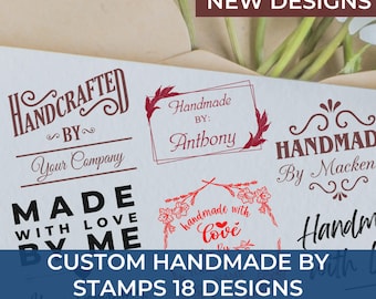 Personalized Handcrafted by Stamp, Stamps for Packaging, Maker Stamp, Custom Name Stamp Handmade By Stamp, Gift Tag Stamp, With Love Stamp