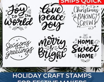 Christmas Scrapbooking Stamps Bestseller with Santa, Snowmen & Seasonal Greetings – Perfect for Holiday Cards, Crafts and DIY Projects