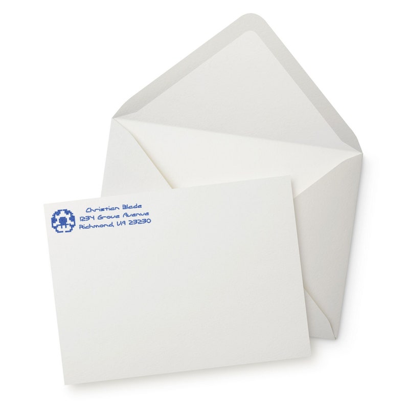 Mario mushroom stamp on an envelope, perfect ink stamper for gamers. Ideal gamer gift for adding a playful touch to letters and invitations.