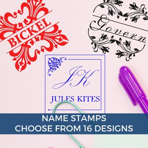 Custom rubber stamp designs for personalized stationery, perfect craft supplies and a unique gift for her. Choose from 16 styles to enhance your custom stationery collection. Ideal for adding a personal touch to letters and crafts.