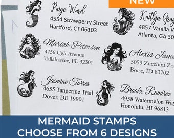 Magic Mermaid Personalized Address Stamp - Custom Stamp