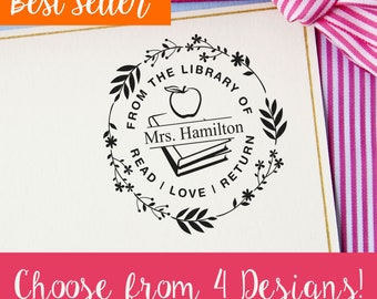 Library Book Stamp - Multiple Colors & Design Choices