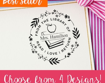 Library Book Stamp - Multiple Colors & Design Choices