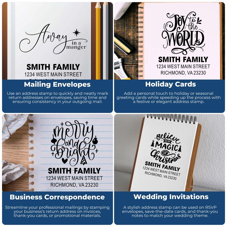 Practical use of custom stamp demonstrating personal mail