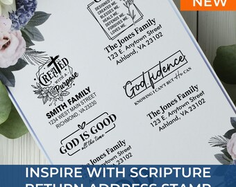 Religious Address Stamp Trending with Bible Verse – Personalized Christian Return Address Stamp – Custom Scripture Gift, Self Inking