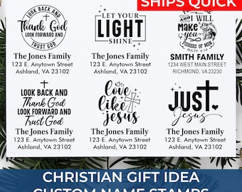 Cross Address Stamp Custom – Personalized Christian Return Address Stamp – Religious Gift, Custom Housewarming, Self Inking Rubber Stamp