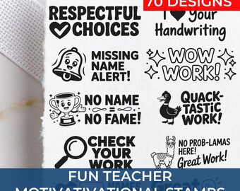 Fun Teacher Stamp Personalized | Self-Inking Classroom Reward | Good Work Stamp for Grading, Feedback, Encouragement, School Supplies