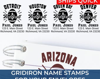Football Family Address Unique Stamp – Personalized Return Address, Custom Sports Stamp, Gift for Football Mom, Dad, Coach, Housewarming