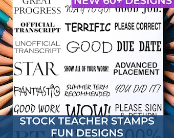 Teacher Stamps, Official, Unofficial Transcript, Retained, Brilliant, Due Date, Pta, Way To Go, Corrected, Great Job, Good Job, Outstanding