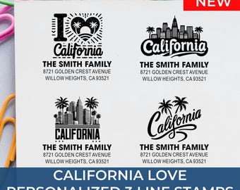 Custom California Rubber Address Stamp Housewarming Gift For Small Business: 25+ Design Styles