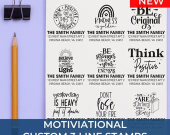 Empowerment Stamp, 3 Line Custom Stamp, Personalized Self Love Affirmation Rubber Stamp, Custom Text Stamp, Motivational Office Stamp